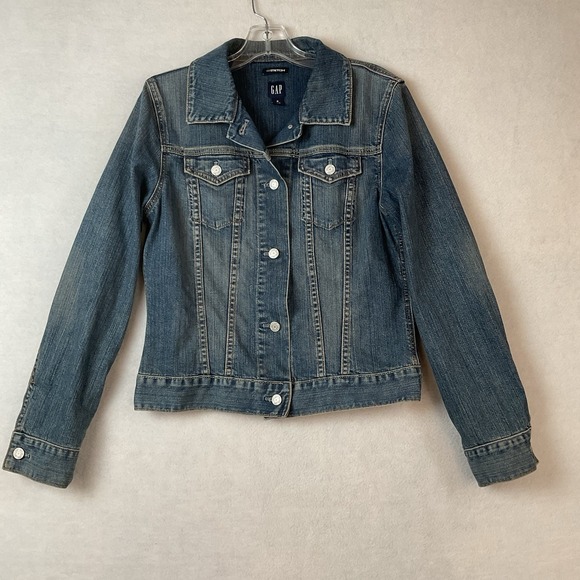 GAP Jackets & Blazers - Gap Jean Jacket Womens M Blue Denim Trucker Vintage 2004 Stretch